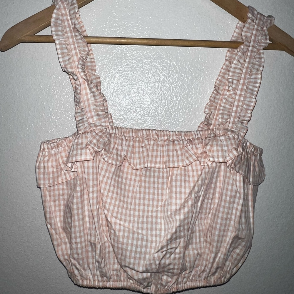 pink gingham crop top